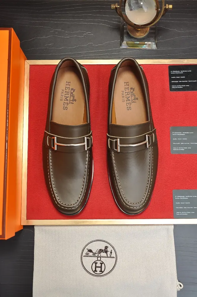 Hermès business leather shoes imported cowhide + sheepskin lining Extraordinary texture
