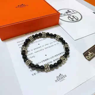 New product launch Hermas bracelet Luxury Hermes bracelet Black agate bracelet for men and