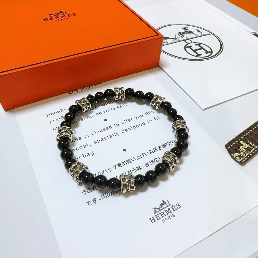 New product launch Hermas bracelet Luxury Hermes bracelet Black agate bracelet for men and