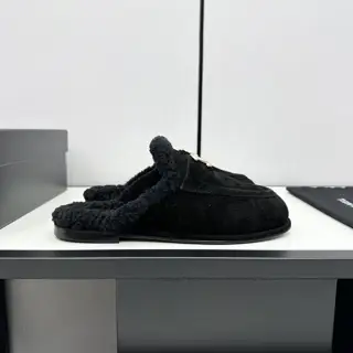 Chanel furry loafers
