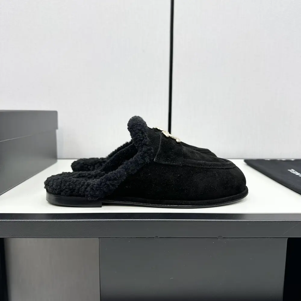 Chanel furry loafers