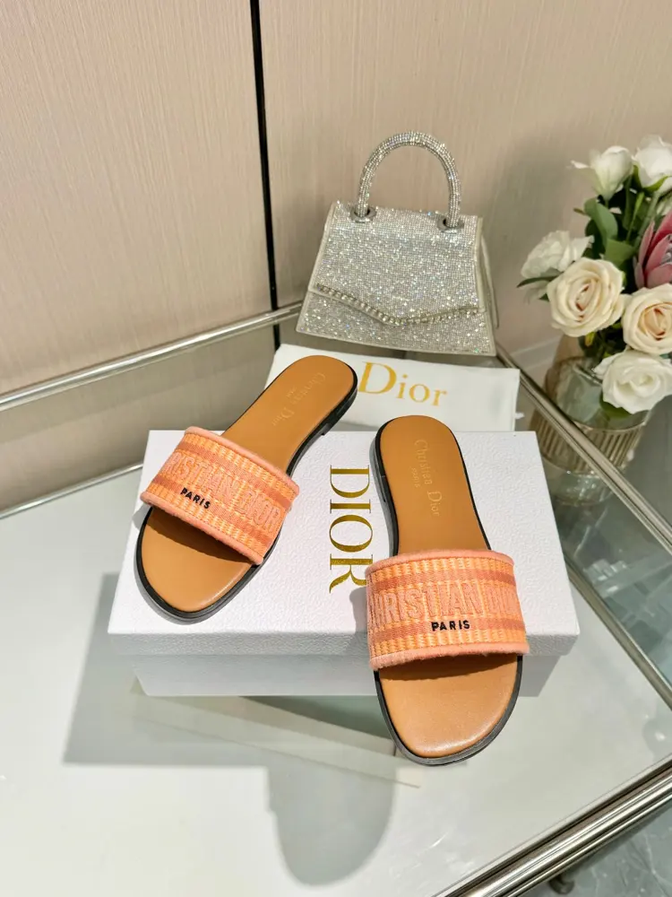 Dior new embroidered slippers