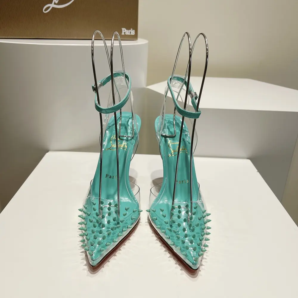 Christian Louboutin pointed high heel transparent rivet sandals
