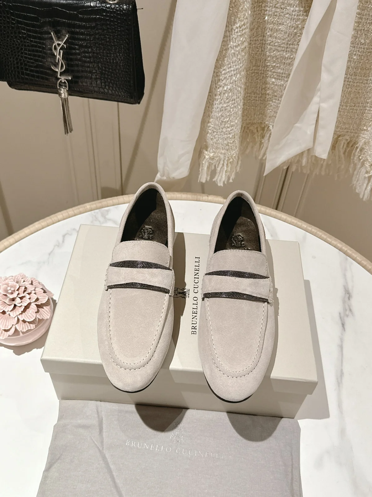 Brunello Cucinelli flat shoes Material: imported cowhide/lambskin handmade string beads