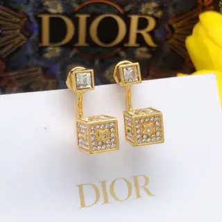 DIOR square earrings star diamond letter French stud earrings