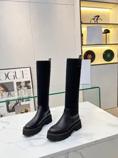 Celine 2023 Arc de Triomphe patchwork thick-soled knitted wool tube women’s slim boots