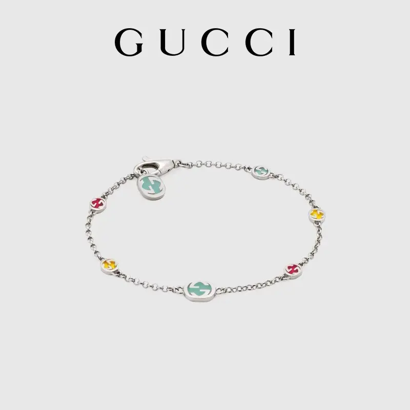 GUCCI Interlocking Double G Colorful Enamel Bracelet