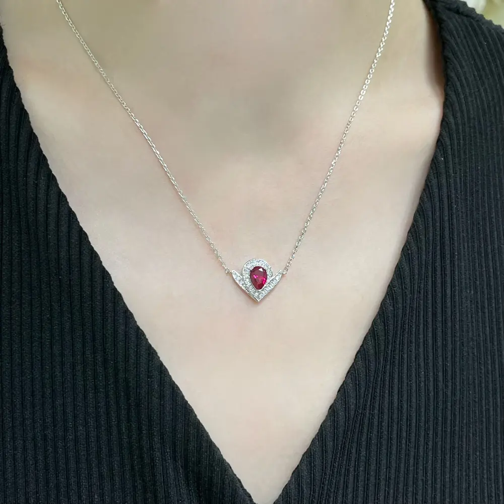 Chaumet red diamond drop necklace