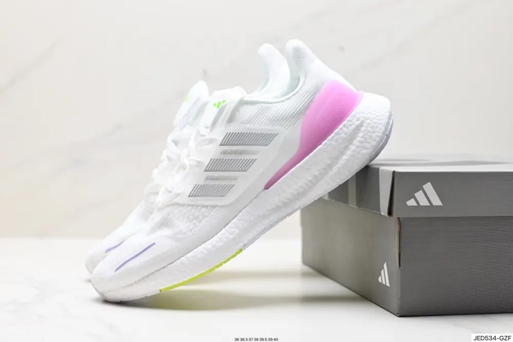 Adidas PureBOOST 23 popcorn cushioning midsole running shoes. The upper IH7673