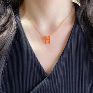 V gold material (upgraded CNC + imported oil drop) Hermès large H Linlang necklace The