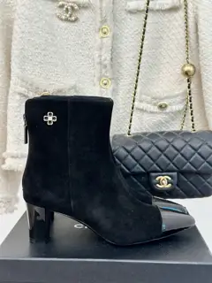 Chanel Double C colorblocked short boots