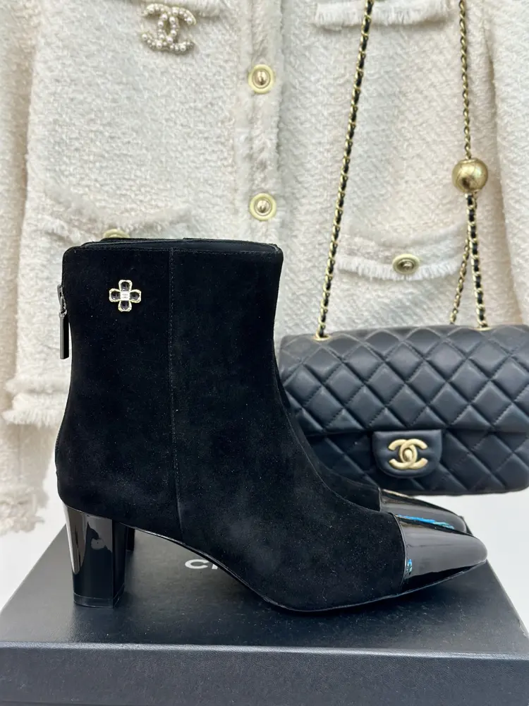 Chanel Double C colorblocked short boots