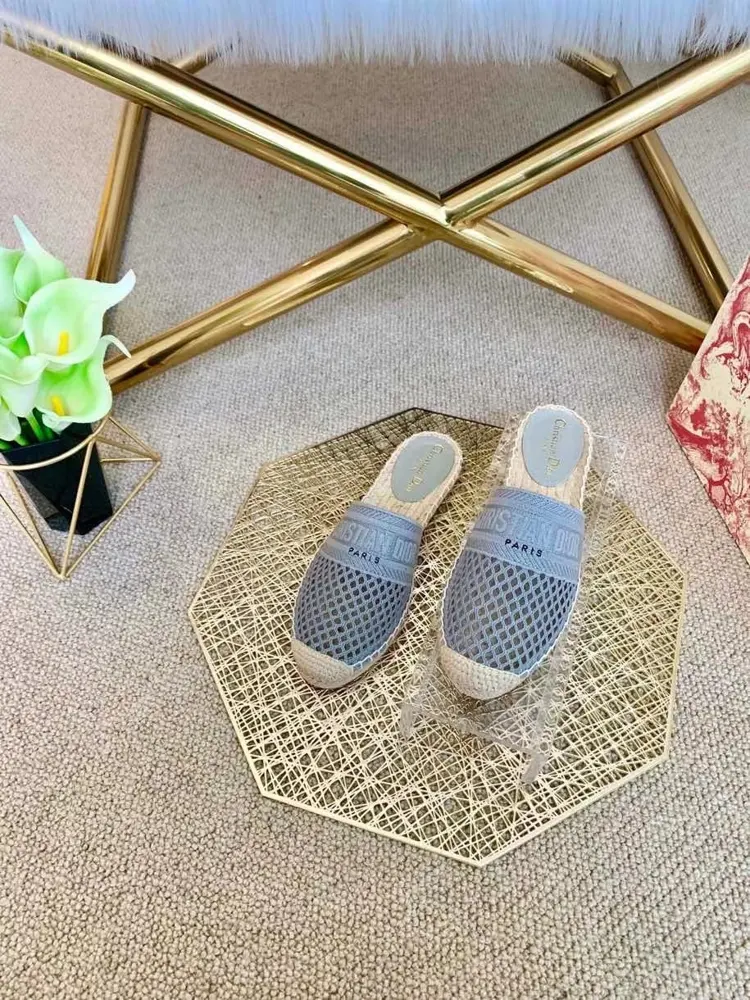 Dior pattern jacquard embroidered hollow fisherman shoes. The classic logo embroidery