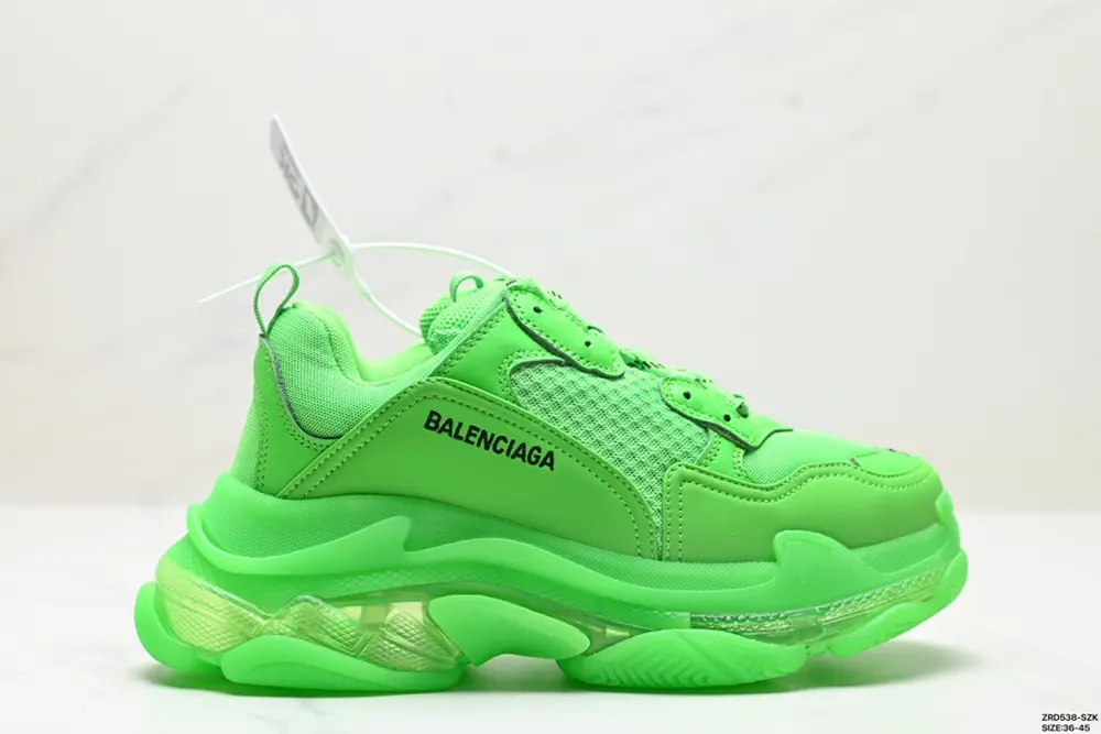 Balenciaga Triple S Clear Sole polyester fabric leather shock-absorbing non-slip Shoes 544351