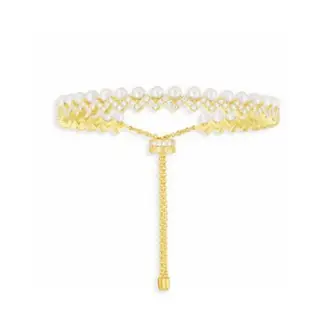 Apm monaco gold platinum Z-shaped pearl bracelet
