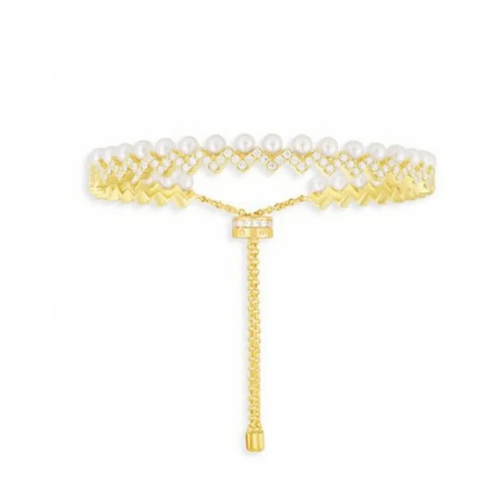 Apm monaco gold platinum Z-shaped pearl bracelet
