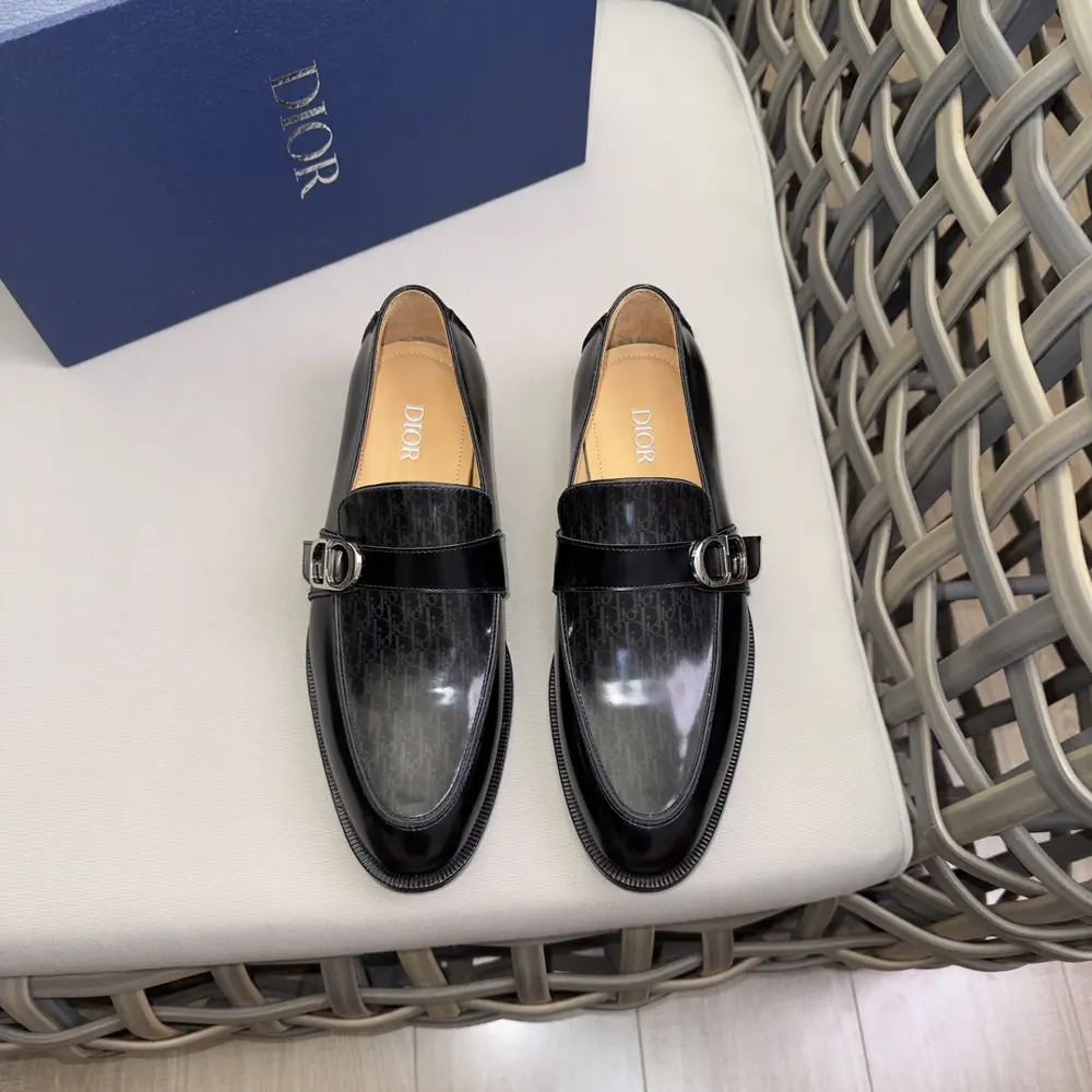 Dior Derby Shoes|Formal leather shoes with leather sole|Crafted with open-edge pearl