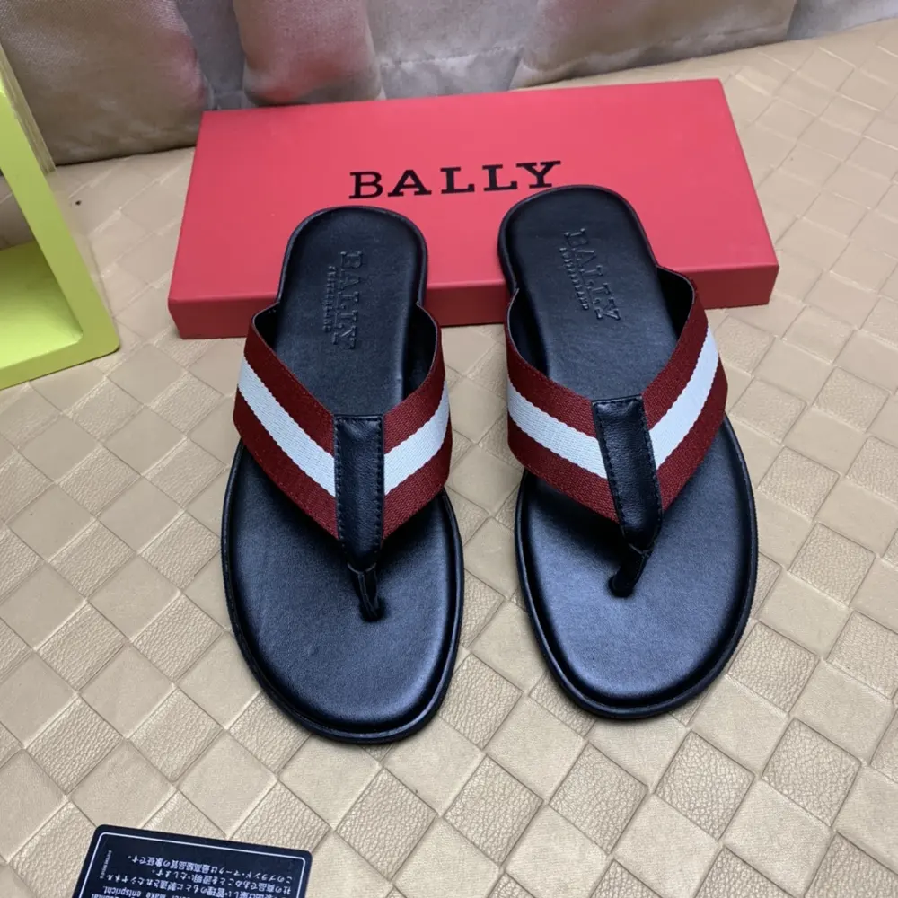 BALLY slippers are imported top-grain leather