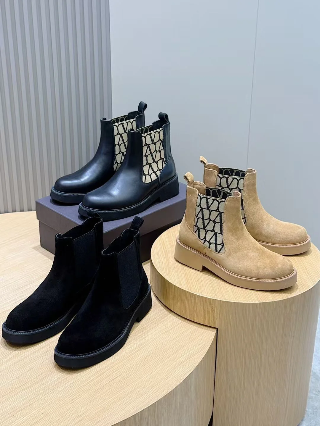 Valentino Men’s V Logo Leather and Naked Boots