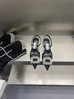 Jimmy Choo 22 pointed silk crystal buckle sandals