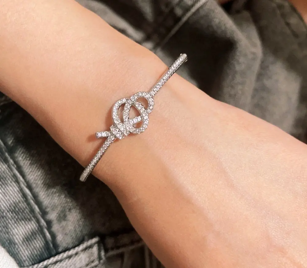 Tiffany full diamond T knot key bracelet
