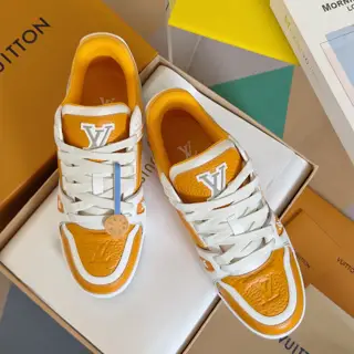 Louis Vuitton Trainer sneakers use grained cowhide leather to interpret the inspiration of