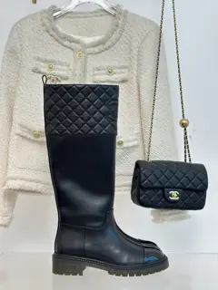 Chanel Paris catwalk diamond block heel boots series