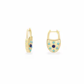 Apm monaco blue padlock hoop earrings