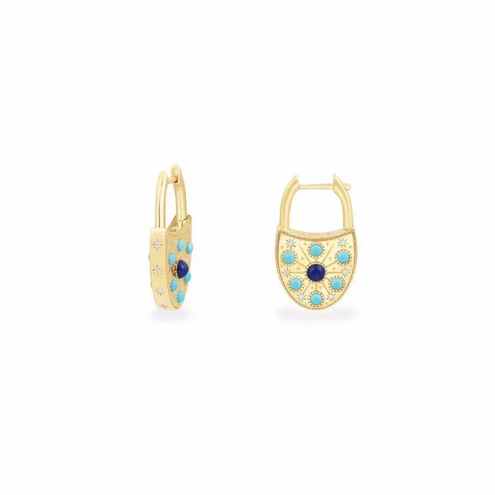 Apm monaco blue padlock hoop earrings