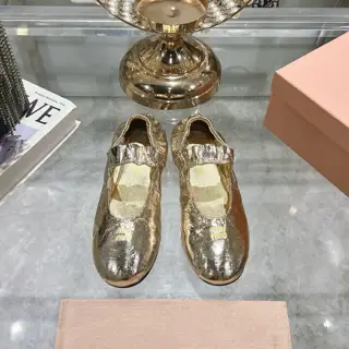 Miu Miu Miu early spring catwalk new slip-on lazy elastic Mary Jane ballet shoes·flat shoes