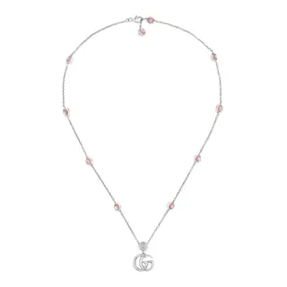 Gucci necklace This double G necklace features a unique flower pendant at the clasp. The