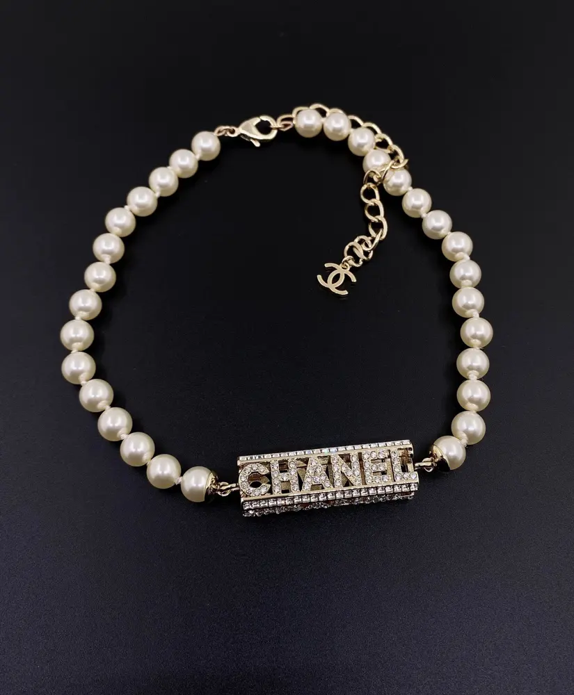 Chanel alphabet pearl necklace