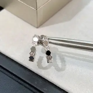 Chaumet Honeycomb Series Interval Diamond Curved Hook Earrings