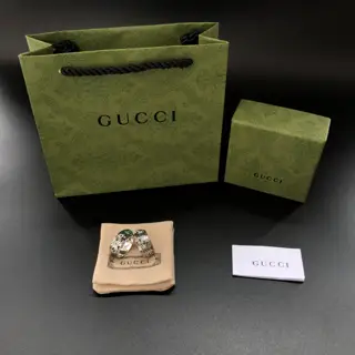 Gucci tiger head malachite ring