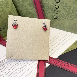 Gucci Strawberry Double G Stud Earrings