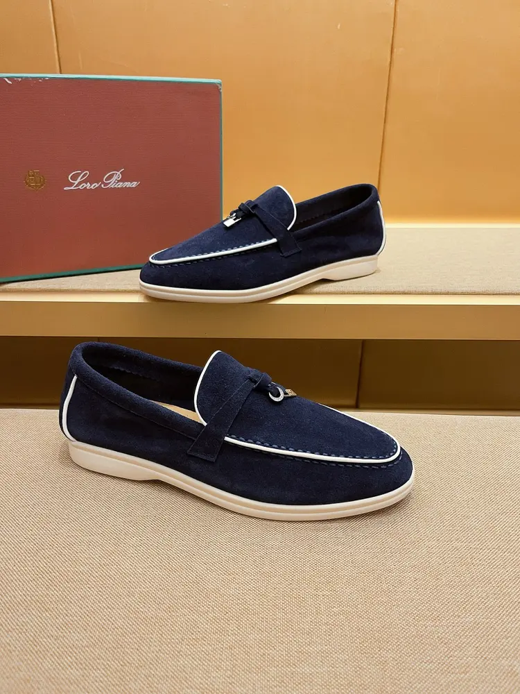 Loro piana moccasins are a classic with a water-repellent suede upper and a rubber sole