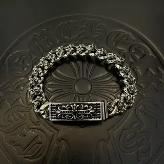 Chrome Hearts Classic Vintage Cross-Flower Black Diamond Bracelet