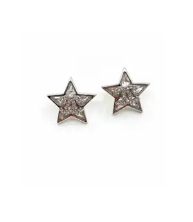 Chanel silver diamond five-pointed star earrings