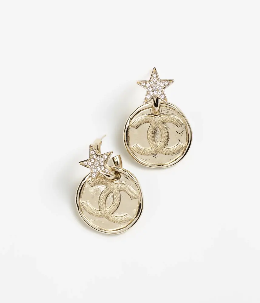 Chanel Double C Pearl Star Earrings