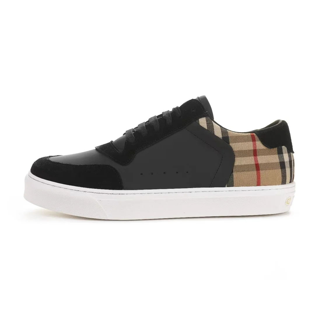 BURBERRY Retro plaid cotton sneakers