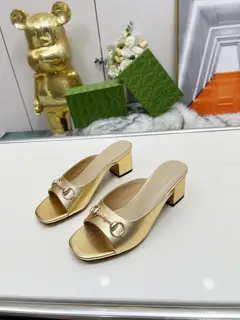 Gucci classic buckle round toe flat bottom thick heel slippers