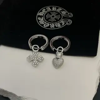 Chrome Hearts cross-shaped white diamond AB earrings
