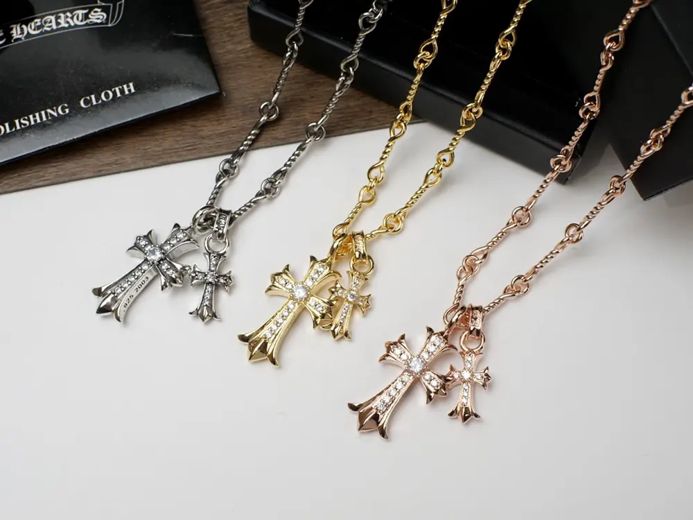 Chrome Hearts Double Cross Necklace Heavy-duty high-end customization Fashionable and