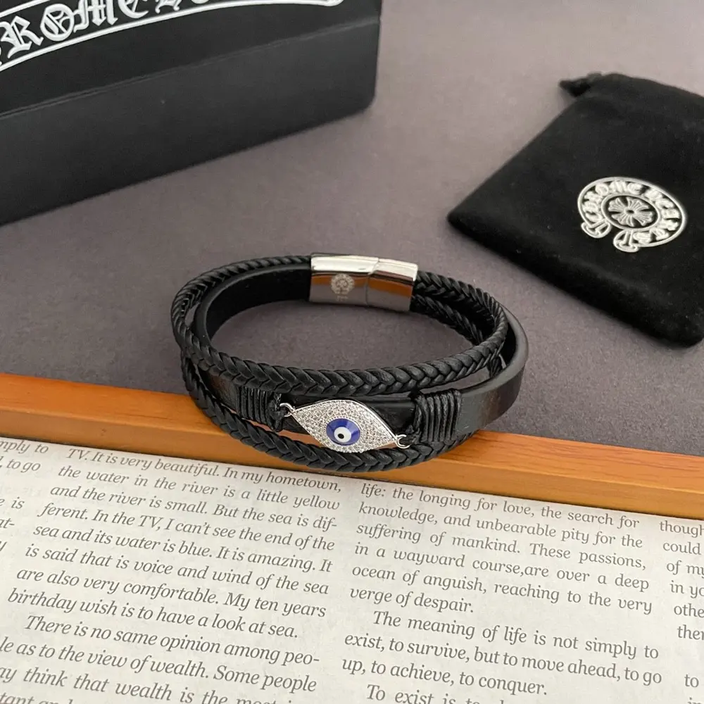 Chrome Hearts Evil Eye Leather Bracelet