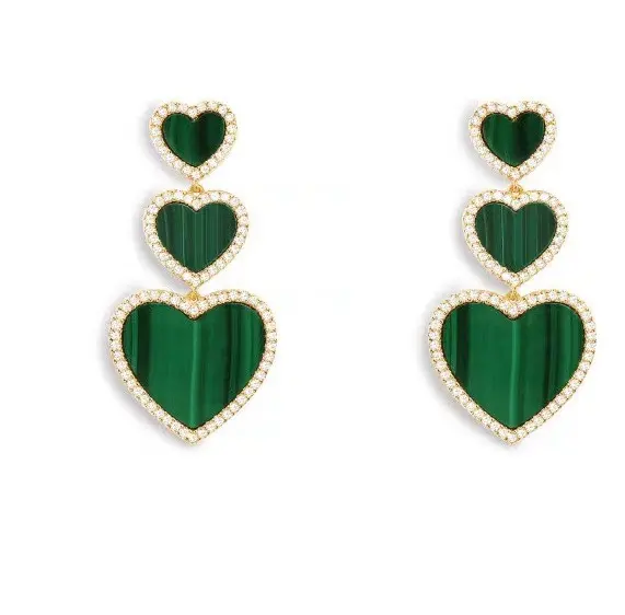 APM Monaco Malachite Heart Earrings Exquisite Earrings