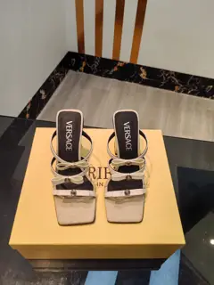 Versace Medusa bow high-heeled slippers with Medusa bow on the front