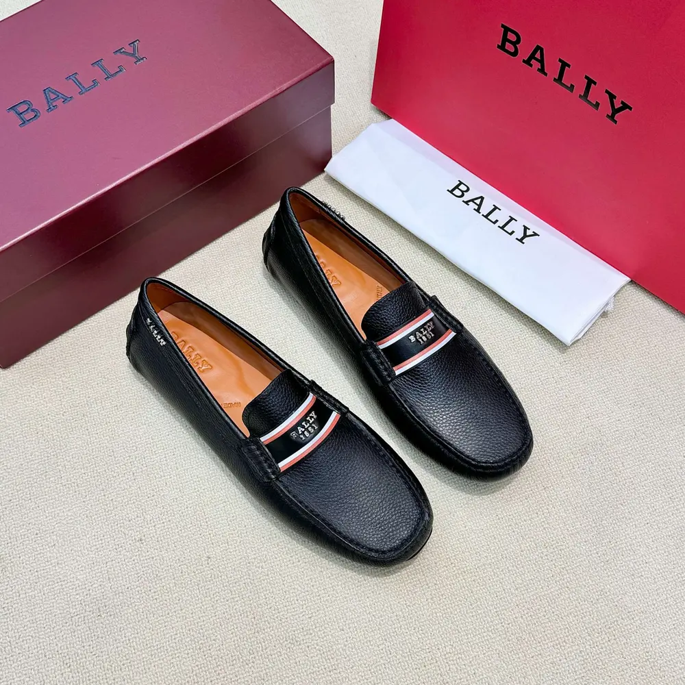 Bally men’s driving shoes feature a non-slip rubber sole and imported lychee cowhide