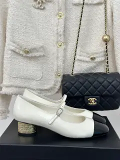Chanel Double C Colorblocked Thick Heel Mary Jane Shoes Series