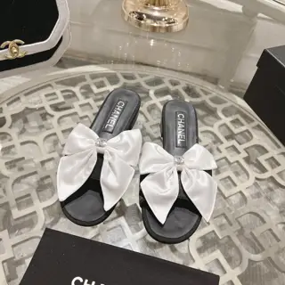 Chanel Oversized Bow Double C Flat Slippers