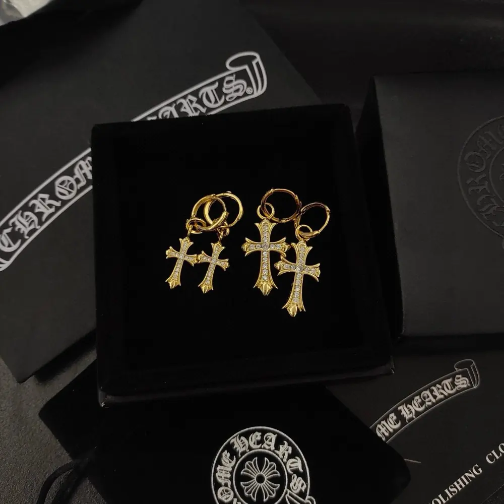 Chrome Hearts Classic Double Cross Stud Earrings